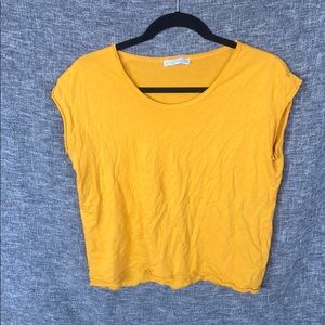 Zara Medium Mustard T-shirt w/ Cap Sleeves